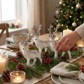 Reno decorativo blanco con purpurina – Decoración navideña de invierno 20 cm 3 piezas | Floristik24.es