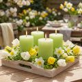 Velas de pilar teñidas en verde lima (70 x 80 mm, paquete de 4) - Decoración e iluminación ambiental | Floristik24.es