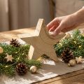 Estrella decorativa de madera Estrella de madera de Paulownia de pie 20cm | Floristik24.es