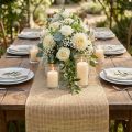 Camino de mesa natural con yute, tejido decorativo 29×450cm - Camino de mesa elegante para tu decoración festiva | Floristik24.es