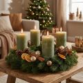 Velas de pilar verde oliva de color liso, 85 x 120 mm, 2 piezas, para coronas de Adviento y decoraciones de mesa | Floristik24.es