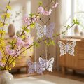 Percha decorativa mariposas madera violeta/blanco 12×11cm 4 piezas | Floristik24.es
