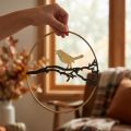 Decoración de ventana de pájaro de metal, Ø22,5 cm, decoración colgante de otoño, elegante decoración de pared | Floristik24.es