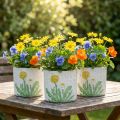 Jardinera hormigón diente de león verano decoración maceta Ø12.5cm H11cm 3pcs | Floristik24.es
