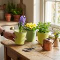 Macetero de papel, macetero, maceta para plantar azul/verde Ø13cm H12.5cm 4pcs | Floristik24.es