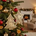 Colgantes de metal abeto y estrella, adornos para árboles de Navidad, decoración navideña dorada, aspecto antiguo H15.5 / 17cm 4 piezas | Floristik24.es