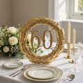 Aniversario numero 60 en oro Ø40cm | Floristik24.es