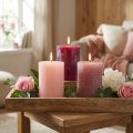 Juego de velas de pilar, colores rosa y bayas, 70 x 100 mm, larga duración, paquete de 12, ideal para decoración y regalo. | Floristik24.es