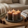Velas de pilar marrones, color liso, 70x100 mm, juego de 4, decoración rústica | Floristik24.es