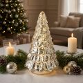 Mini árbol de Navidad con luces LED, plateado y dorado, 28 cm. | Floristik24.es