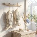 Pez decorativo marítimo para colgar tela 34×14,5cm 2uds | Floristik24.es