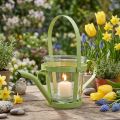 Regadera decorativa de vidrio farol metal verde Ø14cm H13cm | Floristik24.es