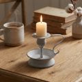 Candelero candelabro de metal mango blanco gris 12,5cm | Floristik24.es