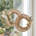 Anillos decorativos colgantes bohemios de fibra natural de yute, Ø28 cm, para pared o ventana, juego de 4 | Floristik24.es