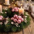 Mini bolas navideñas en alambre Ø20mm cristal rosa 140p | Floristik24.es