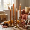 Velas cónicas de color sólido, caramelo, 22×240 mm, 12 unidades | Floristik24.es