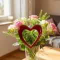 Corazón de madera, corazón decorativo para colgar, decoración de corazón rojo Al 15 cm | Floristik24.es