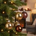 Bolas navideñas mezcla de bolas de cristal marrón dorado Ø7,5cm 12 piezas | Floristik24.es