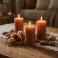 Velas de pilar de caramelo de color sólido de 70 x 120 mm, juego de 4, velas decorativas, larga duración, decoración del hogar, decoración de mesas | Floristik24.es