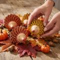 Figura de madera decorativa de erizo otoño naranja amarillo 8×7×6cm 4 piezas | Floristik24.es