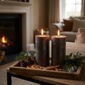 Velas de pilar metálicas de cobre, 85 × 150 mm, juego de 2, coloreadas en toda su longitud, para una decoración elegante y un ambiente festivo. | Floristik24.es