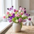 Deco mariposa en alambre plumas mariposas violeta/rosa 9,5cm 12uds | Floristik24.es