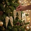 Colgante decorativo alas de ángel Navidad dorado 14,5×9cm 4 piezas | Floristik24.es