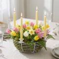 Portavelas en cuenco de metal decorativo blanco Ø14cm H7cm | Floristik24.es