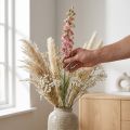 Delphinium rosa larkspur seco (artificial), florero decorativo 64cm 25g | Floristik24.es