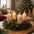 Juego de velas para corona de Adviento 1-4, color crema, motivo navideño, calidad RAL, fabricado en Alemania, 130/70 mm, 4 unidades. | Floristik24.es