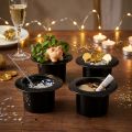 Cilindro decorativo negro, Nochevieja, sombrero como macetero H5,5cm 12 piezas | Floristik24.es