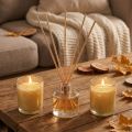 Set de regalo con velas aromáticas en vaso con aroma a vainilla | Floristik24.es