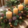 Decoración de conos de árbol de ámbar, decoración natural esmerilada de bayas verdes, 500g | Floristik24.es