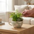 Maceta de cerámica con estampado floral, decoración de habitación, 18 cm. | Floristik24.es