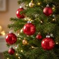 Bolas de Navidad rojas, adornos de cristal para árbol, brillantes, Ø6cm, 24 piezas | Floristik24.es