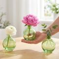 Jarrones de cristal pequeños, mini jarrones bulbosos, verdes, Ø7,5cm, H9cm, 6 piezas | Floristik24.es