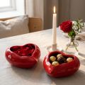 Cuenco decorativo de cerámica corazones rojo brillante 13×15×6,5cm 2 piezas | Floristik24.es