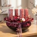 Velas de pilar rosas, aspecto mármol rosa antiguo, 85 × 200 mm, juego de 2, para decoración y regalo | Floristik24.es