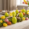 Velas de Pascua con forma de huevo, color verde lima, 9 cm, 20 cm de alto, 6 unidades. | Floristik24.es