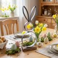 Conejito de Pascua conejos negro plata metal madera 13,5×37cm | Floristik24.es