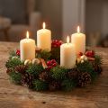 Corona de Adviento, corona de abeto con piñas naturales y artificiales, corona de puerta verde Ø30cm, decoración navideña | Floristik24.es