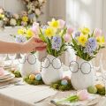 Jarrón con vasos Decoración de Pascua cerámica blanca Ø8,5cm H13cm 3 piezas | Floristik24.es