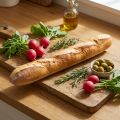 Réplica de baguette decorativa de 38 cm: alimento artificial, imitación de pan para escaparates y decoración de cocinas. | Floristik24.es