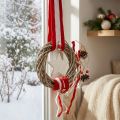 Corona navideña para colgar ventana roja, blanca Ø20cm L98cm | Floristik24.es