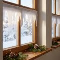 Guirnalda de carámbanos con vellón de nieve para decoración de ventanas, 15 x 180 cm, 2 unidades | Floristik24.es