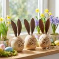 Figura decorativa de conejo en forma de huevo con carácter para decoración primaveral y de temporada, 14 cm, 3 piezas | Floristik24.es