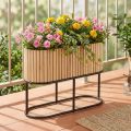 Mini jardinera elevada, maceta, de madera, ovalada, 50×20cm, H40cm | Floristik24.es