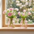 Jarrón de cristal para flores, estilo retro, color rosa, Ø11cm, H14.5cm, 2 piezas | Floristik24.es