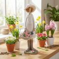 Figuras decorativas jardinera, mujer decorativa con flores, blanco rosa, H21cm | Floristik24.es