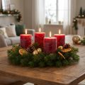 Velas de pilar de color rojo oscuro de 70 x 80 mm (juego de 4) - Decoraciones con velas de Adviento | Floristik24.es
